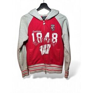 Y2K G3 Alyssa Milano University of Wisconsin full zip varsity hoodie Vtg Rare M